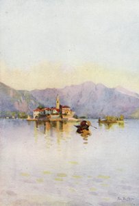 Isola Pescatori و Sasso di Ferro ، بحيرة Maggiore (لون ليثو) بواسطة إيلا دو كين