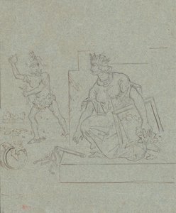 كارتون سياسي عن الحرب الأهلية الأمريكية ، c.1860 (قلم وحبر وجرافيت على ورق مطلي باللون الرمادي بواسطة إيمانويل جوتليب لوتز