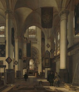 الجزء الداخلي للكنيسة القوطية البروتستانتية بزخارف من Oude و Nieuwe Kerk في أمستردام بواسطة إيمانويل دي ويت