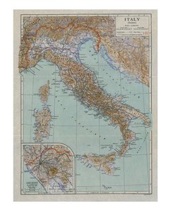 خريطة إيطاليا القديمة ، c1910s. بواسطة ايمري ووكر