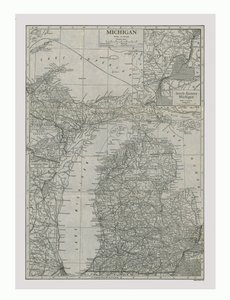 خريطة ميشيغان ، الولايات المتحدة الأمريكية ، c1900. بواسطة ايمري ووكر