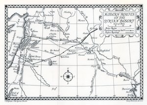 خطوط السكك الحديدية والسيارات والأنابيب ، الصحراء السورية ، 1937 بواسطة ايمري ووكر