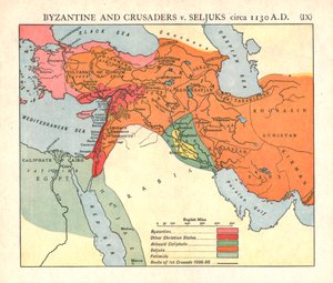 "البيزنطيون والصليبيون ضد السلاجقة ، حوالي 1130 م" ، حوالي عام 1915. بواسطة Emery Walker Ltd