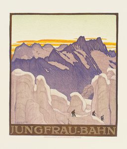 Jungfrau-Bahn ، ملصق يعلن عن سكة حديد جبل Jungfrau (لون ليثو)