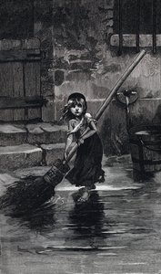 مشهد من البؤساء ، بقلم فيكتور هوغو: تجتاح Cosette (نقش) بواسطة إميل أنطوان (بعد) بايارد