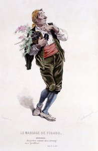 عمل كامل من قبل Beaumarchais (1732-1799) بواسطة Edouard Fournier. رسم اميل بايارد. إد. لابلاس ، سانشيز إت سي ، باريس 1876. هذا هو أنطونيو في "حفل زفاف فيجارو" بواسطة إميل أنطوان بايارد