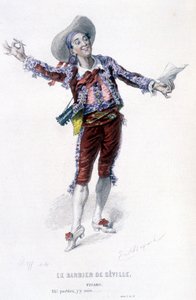 عمل كامل من قبل Beaumarchais (1732-1799) بواسطة Edouard Fournier. رسم اميل بايارد. إد. لابلاس ، سانشيز إت سي ، باريس 1876. هذا هو فيجارو في "حلاق إشبيلية" بواسطة إميل أنطوان بايارد