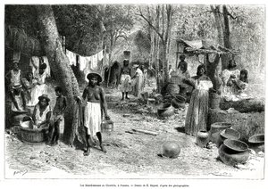 Les blanchisseuses au Chorillo ، بنما ، نقش بعد رسم من قبل إي بايارد ، لتوضيح القصة الاستكشاف في مضيق بنما ودارين ، بقلم أ.ريكلس ، ملازم سفينة ، من 1876 إلى 1878 ، نُشر في جولة العالم ، تحت إشراف بواسطة إميل أنطوان بايارد