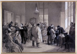 مشاهد تلقيح في مختبر المدرسة العادية عام 1886 (رسم) بواسطة إميل أنطوان بايارد