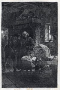 The Myriel Eveque with a Mourning Family - رسم لإيميل بايارد (1837-1891) لـ "البؤساء - الجزء الأول: فانتين" بقلم فيكتور هوغو (1802-1885) 1862 بواسطة إميل أنطوان بايارد