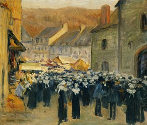 السوق في Pont-Aven ؛ لو ماركي بونت أفين ، 1886 بواسطة اميل برنارد