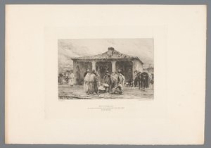 جندي جماعي في عين كامب ميتز 8 أكتوبر 1870 / عزل جنود الفرسان المؤقتين في ساحة القديس سيمون في حصن موسيل (العنوان على الكائن) Franse etsen uit 1875 (عنوان السلسلة) حفر في عام 1875 (عنوان السلسلة) بواسطة اميل بويلفين