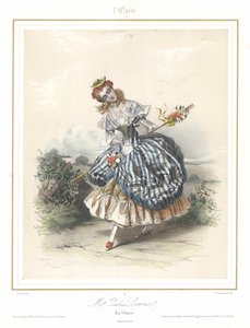 راقصة الباليه الفرنسية بولين ليرو ترقص في أوبرا باريس ، c1840 (لون ليثو)