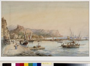 منظر لميناء Cassis Watercolor بواسطة Emile Henry (1822-1920) Fondation regards de Provence، Marseille بواسطة اميل هنري