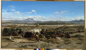 معسكر عند الظهر. لوحة لإميل لوبون (1809-1863). زيت على قماش. متحف جرانيت ، إيكس أون بروفانس بواسطة اميل لوبون