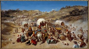 الهجرة أثناء وباء الكوليرا في مرسيليا عام 1850 رسم إميل لوبون (1809-1863) 1850 ديم. 0،74 x 1،70 m متحف مونبلييه فابر بواسطة اميل لوبون