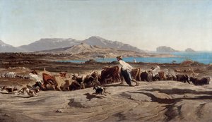 منظر لمرسيليا ، أخذ Aygalades في نزهة نهارية - رسم إميل لوبون (1809-1863) بواسطة اميل لوبون