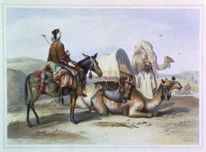 كافيلا مع جمل يحمل هوديش ، رسم توضيحي من "وادي النيل" ، نقش بواسطة حانة لينرت. بواسطة Lemercier ، 1848