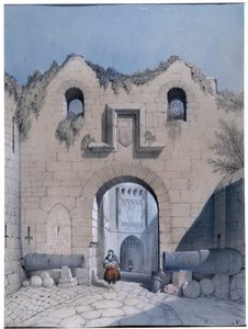 منظر لبوابة الجادة. مونت سانت ميشيل. رسم بواسطة Emile Sagot Musee Municipal d