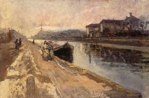 العوام على طول قناة Naviglio