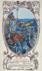 ملك فرنسا فرانسوا الأول (1494-1547) في معركة مارينيان في 13 و 14 سبتمبر 1515. نقش عام 1914 بواسطة إيمانويل بلانش (1880-1946). DR. مجموعة خاصة. بواسطة إيمانويل بلانش