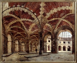 منظر داخلي لقاعة القمح القديمة. رسم إيمانويل لانسير (1835-1893) بواسطة إيمانويل لانسير
