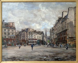 Place Maubert في عام 1888 ، رسم لوحة فنية لإيمانويل موريس لانسيير (1835-1893) ، وهي جزء من سلسلة من اللوحات التي كلفتها محافظة نهر السين بالمعرض العالمي لعام 1889. التصوير الفوتوغرافي ، كيم يونغتاى ، باريس ، متحف كارنافاليت. بواسطة إيمانويل لانسير