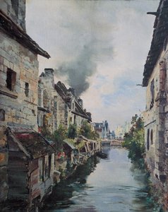 قناة بوليو ، منظر للجسر على الطريق من Loches إلى Beaulieu. 1891 (زيت على قماش) بواسطة إيمانويل لانسير