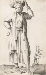 لوحة الأزياء: هيسبانيا روستيكا مع الغسيل على الرأس ، كاليفورنيا. 1557-58. بواسطة Enea Vico