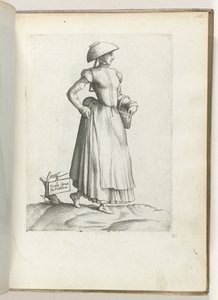 حافظ على غالا أو فلاندرين. (العنوان على الكائن) Dienstbode uit Vlaanderen ، gekleed volgens de mode van ca. 1550 مواقف الدول المختلفة في عصرنا (عنوان المسلسل) بواسطة Enea Vico