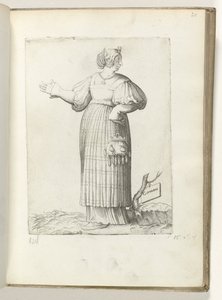 الألمانية (العنوان على الكائن) Vrouw gekleed volgens de Duitse mode ca 1550 مواقف الدول المختلفة في عصرنا (عنوان المسلسل) بواسطة Enea Vico