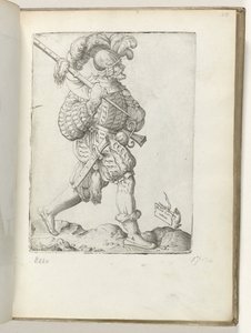 جندي ألماني (العنوان على الكائن) Duitse Soldaat ، gekleed volgens de mode van ca. 1550 مواقف الدول المختلفة في عصرنا (عنوان المسلسل) بواسطة Enea Vico