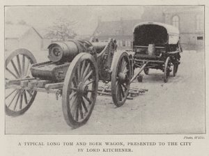 نموذجي Long Tom و Boer Wagon ، قدم إلى المدينة من قبل اللورد كيتشنر بواسطة مصور انجليزى