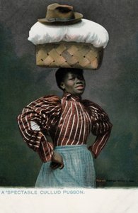 Black girl with a basket of linen, topped by a hat, on her head (photo) بواسطة مصور انجليزى