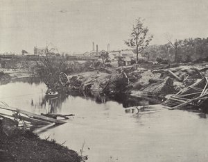 جسر بيرنلي ، فوق يارا ، بعد فيضانات يوليو 1891 بواسطة مصور انجليزى