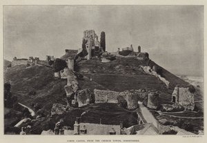 قلعة Corfe ، من برج الكنيسة ، Dorsetshire