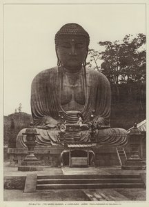 Daibutsu, The Sacred Buddha, at Kamakura, Japan (b/w photo) بواسطة مصور انجليزى