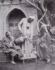 Egypt: Serving Turkish Coffee in the Streets of Cairo (b/w photo) بواسطة مصور انجليزى