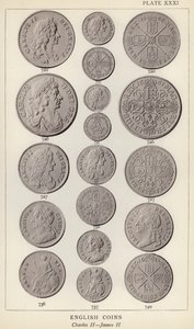 English Coins, Charles II, James II (b/w photo) بواسطة مصور انجليزى