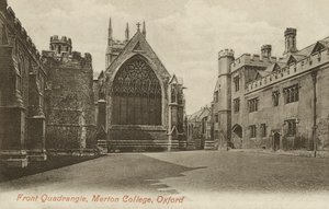 Front Quad, Merton College, Oxford, Oxfordshire (b/w photo) بواسطة مصور انجليزى