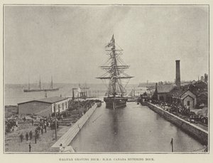 رصيف هاليفاكس Graving Dock ، HMS Canada يدخل حوض بواسطة مصور انجليزى