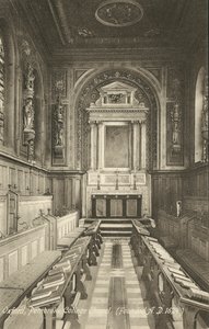 Interior, Pembroke College Chapel, Oxford, Oxfordshire (b/w photo) بواسطة مصور انجليزى