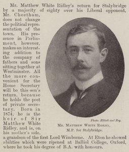 السيد ماثيو وايت ريدلي ، عضو البرلمان عن Stalybridge