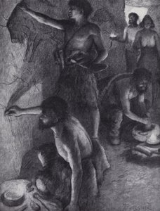 Paleolithic people creating cave paintings (litho) بواسطة مصور انجليزى