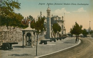 حاج الآباء التذكاري ، الشاطئ الغربي ، ساوثامبتون. أُرسلت البطاقة البريدية عام 1913. بواسطة مصور انجليزى