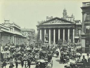 التبادل الملكي ، شارع ثريدنيدل ، مدينة لندن ، 1890 بواسطة مصور انجليزى