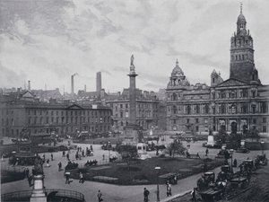 اسكتلندا: غلاسكو ، ساحة جورج (صورة بالأبيض والأسود) بواسطة مصور انجليزى