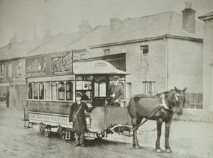 سيارة أحادية الحصان تابعة لشركة Croydon Tramways في محطة ريد دير ، 1885 بواسطة مصور انجليزى