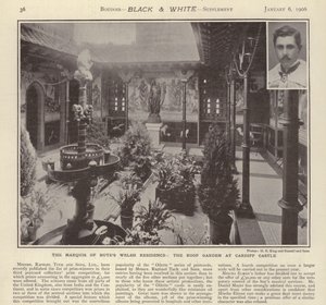 The Marquis of Bute’s Welsh Residence: حديقة السطح في قلعة كارديف (صورة بالأبيض والأسود) بواسطة مصور انجليزى