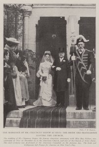 زواج السيد Chauncey Depew في نيس ، العروس والعريس مغادرة الكنيسة بواسطة مصور انجليزى